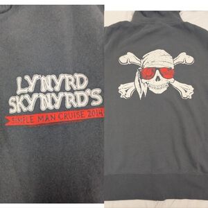 Lynyrd Skynyrd Simple Man Cruise 2014 Vintage Grey Hoodie Pirate Skull Back XL